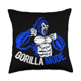 Gorilla MODE Gorilla Fitness Workout Sport Sports Freak Throw Pillow