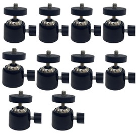 Universal 1/4" Swivel Mini Ball Head Tripod Mount, 360 Degree Rotating Adapter for DSLR Cameras, Tripods, Monopods, Black (10PACK)