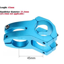 Wake 31.8 Stem 45 mm Mountain Bike Stem Short MTB Stem for 31.8 Handlebar Most Mountain Bike Road Bike MTB BMX Blue