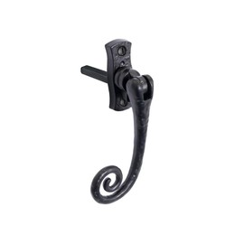 Old Hill Ironworks Left Hand Antique Curly Tail Slim Locking Espagnolette Fastener - Black