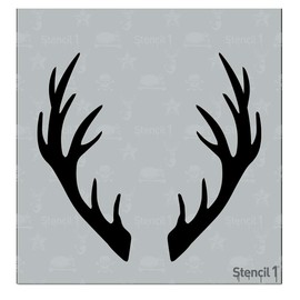 Stencil1 Deer Antlers Stencil – Reusable Winter Template for DIY Crafts, Holiday Decor, Painting on Wood, Fabric, Cards & More - 5.75" x 6"