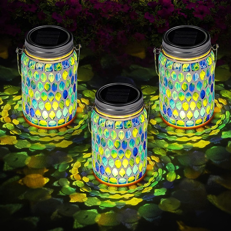 Solar Mosaic Lantern Light IP44 Waterproof Inlaid Fade Resistant Mosaic