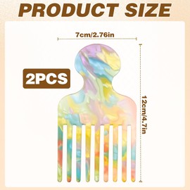 Fine-Tooth Comb Colorful, Hair Pick Comb Supplies, Exquisite Pink Hair Picks for Women Styling Tools Supplies for Women Suitable for Both Straight & Curly Hair