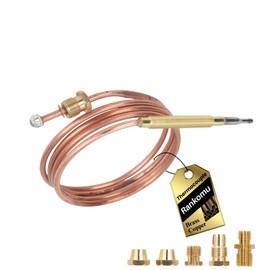 Rankomu Universal Thermocouple 900mm for Gas Stove & Fireplace | Solenoid Valve Safety | Temperature Sensing | Compatible with Induction Cookers, Heaters (M6X0.75 Head, 5 Nuts Included)