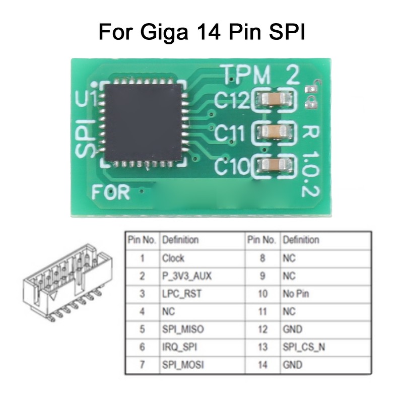 TPM2.0 Module 14 Pin SPI Remote Card Encryption Security Board