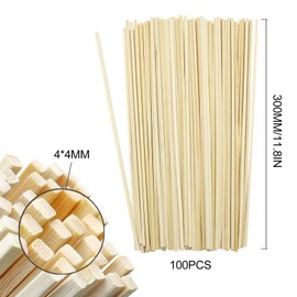 MIPIACE Cotton Candy Sticks, Pack of 100, Cotton Candy Sticks 300 mm x 4 mm x 4 mm for Cotton Candy Machine, Cotton Candy Sticks for Cotton Candy for Woodwork, Art Projects & DIY