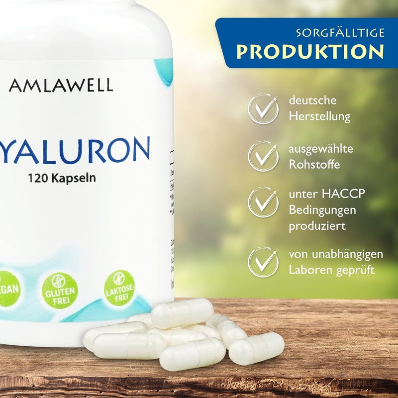 Amlawell Hyaluronic Capsules - Vegan - Made in Germany -