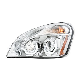 GG Grand General 89400 Freightliner Cascadia Chrome Projector Headlight with White LED Running Light for 2008 and Newer – Driver Side