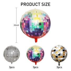Disco Ball Balloons with 9 PCS 22 Inches Disco Party Decorations for Party Decorations, Disco Balloons Decorations Party,70s 80s Disco Theme Party Birthday Party Wedding Decoration