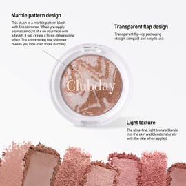 Clubday Marbleized Blush Powder Long-Lasting, Glowing Finish, Smooth & Blendable, Suitable for All Skin Tones, 0.12 Oz-05