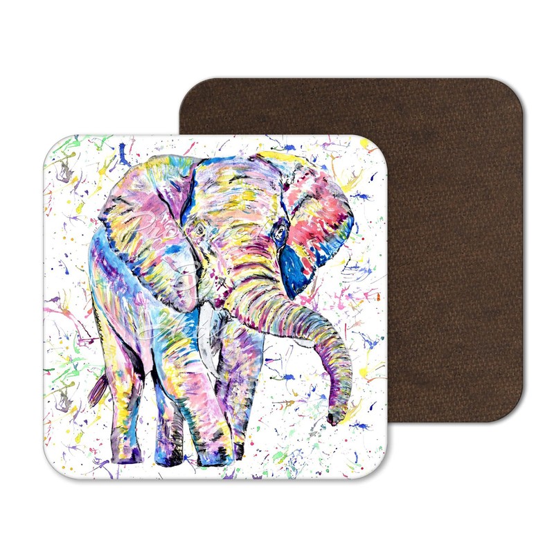Coaster Elephant adult wild Animals Coasters Watercolour Art Gift Work
