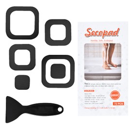 Secopad Non-Slip Bathtub Stickers, 72 Pieces Safety Stickers for Bathroom, Bathtubs, Showers, Treads with Scraper (Black)