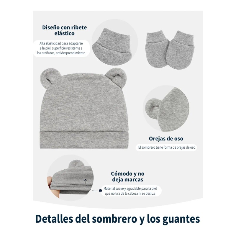 4juegos De Gorritos Turbantes + Manoplas Para Recién Nacidos