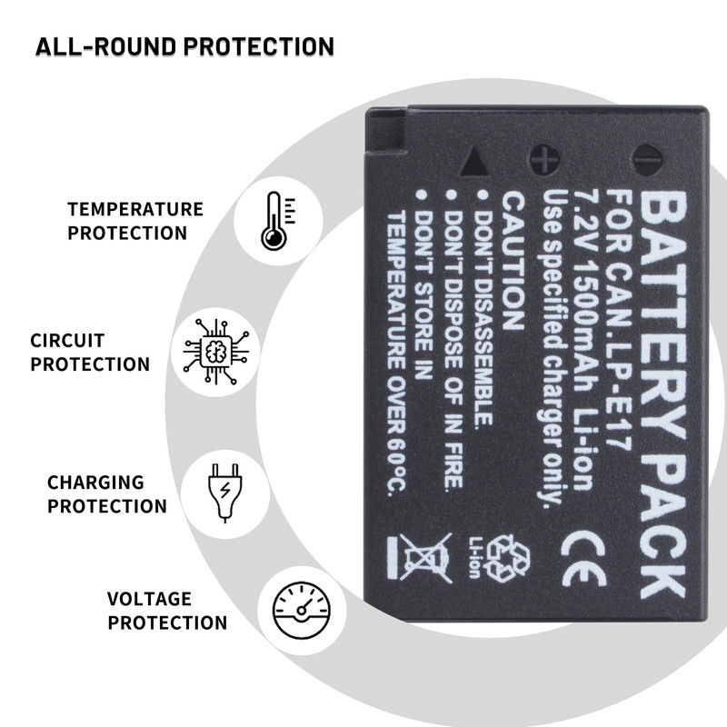 3-Pack LP-E17 Battery with Smart Triple Charger for Canon EOS