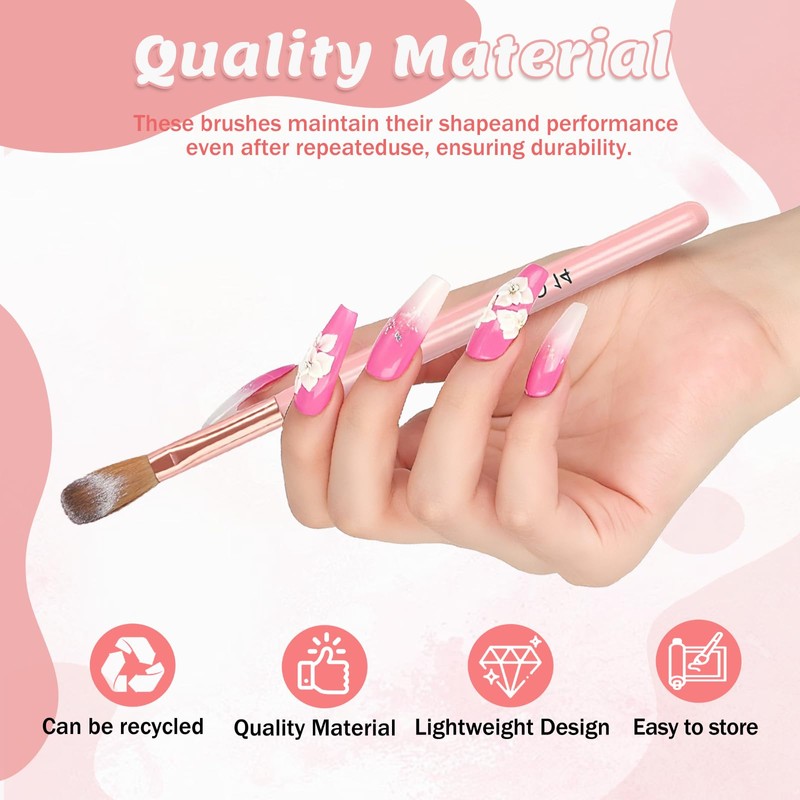 3 PCS Acrylic Nail Brush Set, Size 8/12/14 Professional Nail
