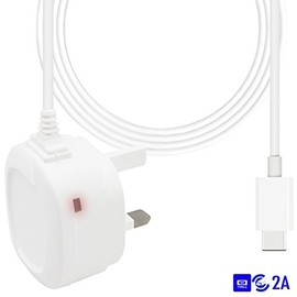 USB-C Power Supply with UK 3-Pin Plug, 2A Fast Charging Compatiable with Raspberry Pi - White