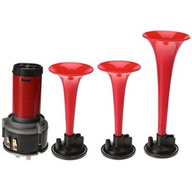 HELLA 003001681 Triple-Tone Melodic Sound Air Horn Kit with 12V Air Compressor and Mounting Bracket