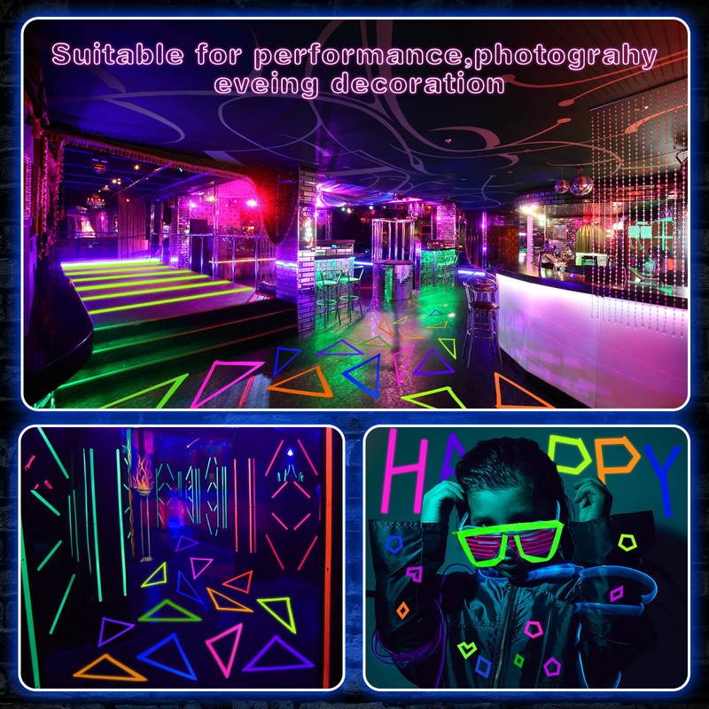 Whaline 6 Colors Neon Gaffer Cloth Tape, Fluorescent UV Blacklight