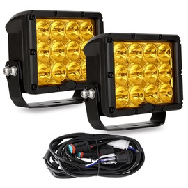 BIGLION.X Amber Work Light, Flood Light Led lights Offroad Lighting Yellow LED Offroad Lights for Tractor Engineer Truck, 12/24V (7INCH)