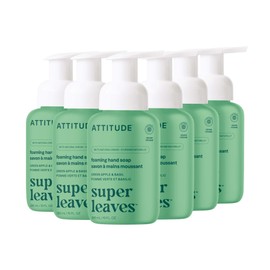ATTITUDE Foaming Hand Soap, EWG Verified, Plant and Mineral-Based Ingredients, Vegan and Cruelty-free Personal Care Products, Green Apple & Basil, 10 Fl Oz (Pack of 6)