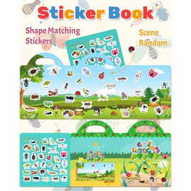 Benresive Reusable Sticker Book for Toddlers 2-4 Years, Fun Travel Stickers for Kids, Waterproof Sticker Books for Toddlers 1-3, 31 Pcs Crafts Activities for Todddlers 1-3 2-4 3-5 - Insect