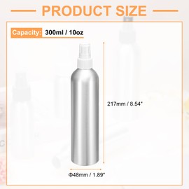 HARFINGTON Aluminum Fine Mist Spray Bottles 300ml/10oz Metal Small Liquid Alcohol Refillable Travel Container with White Plastic Nozzle Cap for Perfume Skincare Cosmetic Storage Bottle