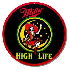 Vintage Signs Miller High Life Lady in The Moon Beer Sign