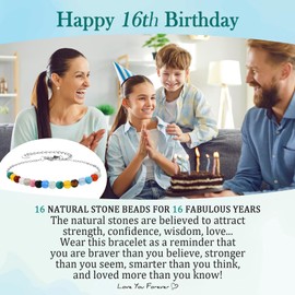 EPIRORA 16th Birthday Gifts for Girls, Tiny Natural Colorful Stones Adjustable Bracelet Gifts for Girl Daughter Sister Granddaughter Niece, 16th Birthday Decorations for Girls Trendy Stuff