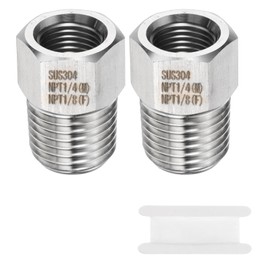 sourcing map 2pcs Stainless Steel Pipe Fitting 1/8" NPT Female x 1/4" NPT Male Reducer Hex Bushing Pipe Adapter Fittings Reducing Cast Pipe Connector for Water Oil Gas Tub