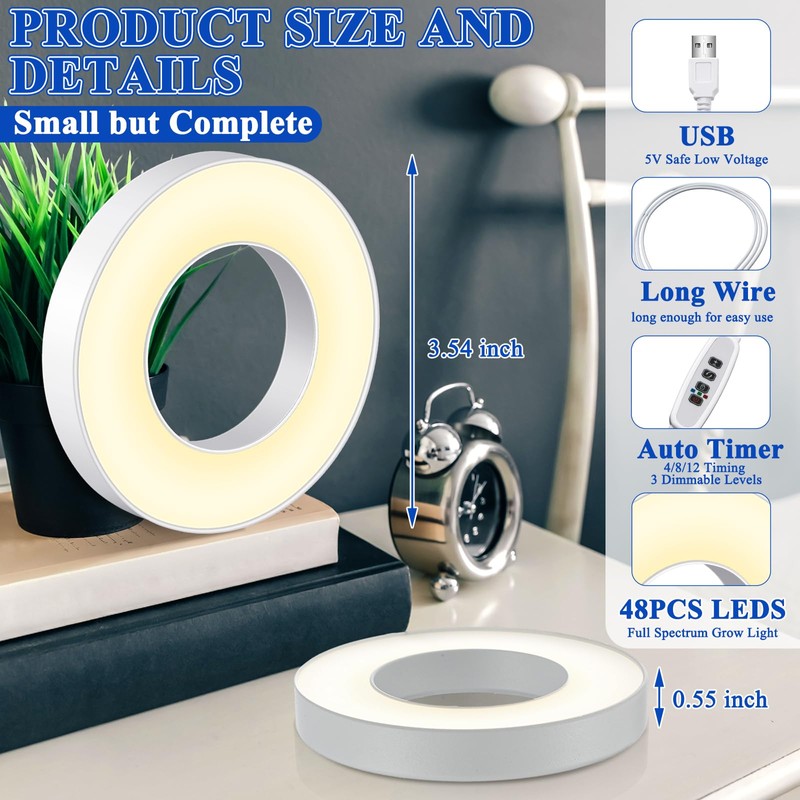 Tujoe 3 Pcs Ceiling Grow Light Self Adhesive Grow Lights