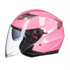 Motorcycle Helmet,Adult Open-face Motorbike Helmet Double Visor 3/4 Open Face Sun Shield Scooter Street Dirt Bike Helmet DOT Approved (Large, Pink)