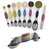 ChefAide Pack of 8 Stainless Steel Magnetic Measuring Spoons Set,