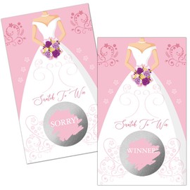 Haizct 50 Pack Bouquet Wedding Dress Bridal Shower Scratch Off Game Cards for Country Wedding, Bridal Shower, Bridal Lottery Tickets, Wedding Shower Ideas, Bachelor Party Games, Baby Shower