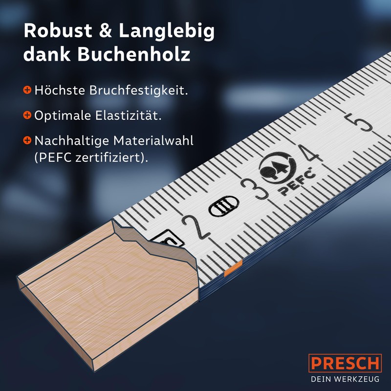 Presch Folding Rule 3 m with Angle Function – Wood