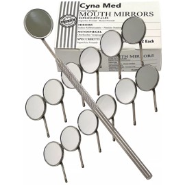 CYNAMED USA New Premium 12 x Dental Mouth Mirror heads Cone Socket #5 Plain + Free Handle