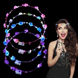 WUSJCOF 4PCS Blumenkranz Stirnband, Haarkranz Blumen Mallorca Party Accessoires, Damen und Kinder Festival Zubehör, Geburtstag Weihnachten Party Hochzeit Dekor Blumenkranz Kopfschmuck