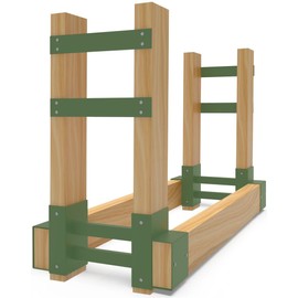 BALIE SPACE Outdoor Firewood Rack Brackets Kit for Fire Wood Pile Storage, Adjustable Log Stacking Stand Holder for 2x4 Lumber, Green, Set of 2