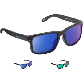 Cressi Blaze Sport Sunglasses with Polarised Hydrophobic Lenses with Hard Case, Matt Black/Mirrored Lens Blue, One Size
