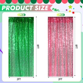 2 Pcs Pink and Green Glitter Backdrop Curtains Witch Themed Party Decor Sequins Mesh Fabric Curtain for Witch Birthday Party Wonderland Photo Prop Birthday Jungle Wedding Holiday Supplies Favors Decor