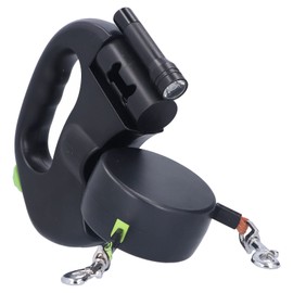 Retractable Dog Leash, Double Leashs Automatic Retractable Pet Leash, 10 ft Dog Retractable Leashes with Flashlight and Waste Bag Dispenser, 360° Tangle , One Button Lock &