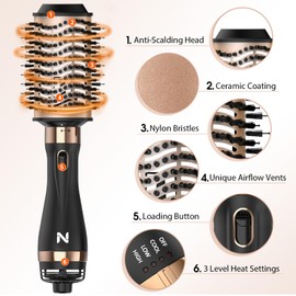 Natrial Hair Dryer Brush That Allows for Quick and Easy Blow Drying and Styling in One Convenient Step, Delivering Salon-Quality Outcomes at Home for a Professional Finish