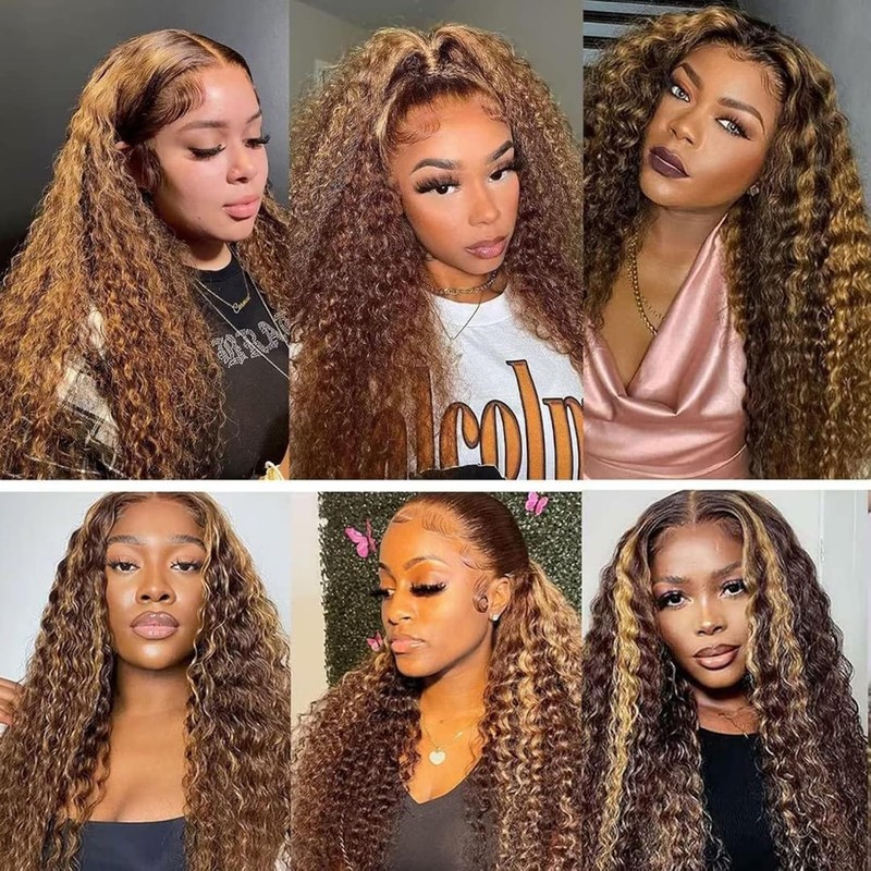 Leruikair 13X1 Lace Frontal Wig Highlight P4/30 Deep Wave Lace