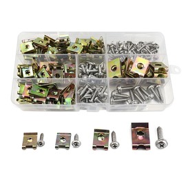 JNNJ Pack of 170 Body Sheet Metal Nuts Screws Assortment Mudguard Screw with Mudguard Nut Body Mudguard Clip Hex Screws Thread Clip Nut Set