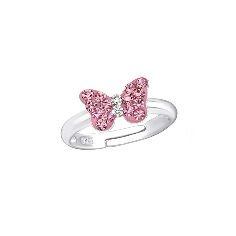 Children's Ring 925 Real Silver Girls’ Ring, Enamel Crystals, Adjustable,