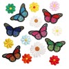 Butterfly Flower Stickers Iron On Patches for Clothing Sewing Embroidery Fusible Applique Badge Decoration Stripe