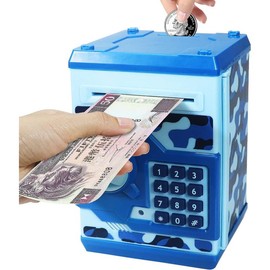 Piggy Banks  Gift for   Electronic Code Lock Money Banks with Password Mini ATM Money Save for  and , Great Present for Boys & Girls (Camouflage Blue) - Color: Camouflage Blue