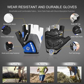 INBIKE Cycling Gloves Half Finger Men Women Summer Cycling Gloves Short Gel Breathable Non-Slip Mountain Bike Gloves for Cycling MTB Blue, M