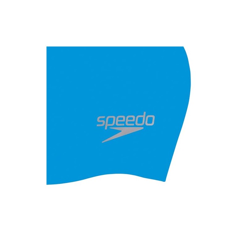 Speedo Unisex Adult's Plain Moulded Swim Cap, Blue/Chrome, One Size