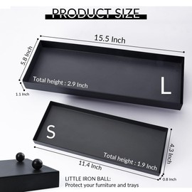 Rectangle Black Matte Metal Tray, Suit for Candle Holder, Vanity Decor Projects, Bathroom Toilet Tank Tray, Perfume or Jewelry Storage, and Coffee Table Centerpiece-Mini