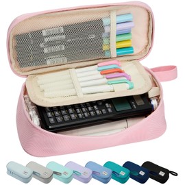SPACEMATE Pencil Case Pouch Box Bag School Supplies Girls Boys Kids, Cute Preppy Stuff Large Big Capacity Aesthetic Pen Organizer, Back to College Stationary, Light Pink, Standard Stlye, 1800ml